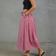 thumbnail image 3 of BUIGTTKLOP Womens Midi Skirt Drawstring Elastic Waist Drawstring Skirts Striped Side Split Summer Casual Flowy Skirts, 3 of 6