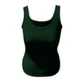 thumbnail image 5 of GXIPO Womens Square Neck Double Lined Tank Tops Low Back Fitted Sleeveless Tops Dark Green 2XL, 5 of 6