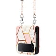 thumbnail image 2 of Compatible for Samsung Galaxy Z Flip4 Crossbody Slim Folding Case, Marble Pattern Luxury PU Leather Detachable Shoulder Strap Lanyard Shockproof Cover for Women Girls,Pink+White, 2 of 5