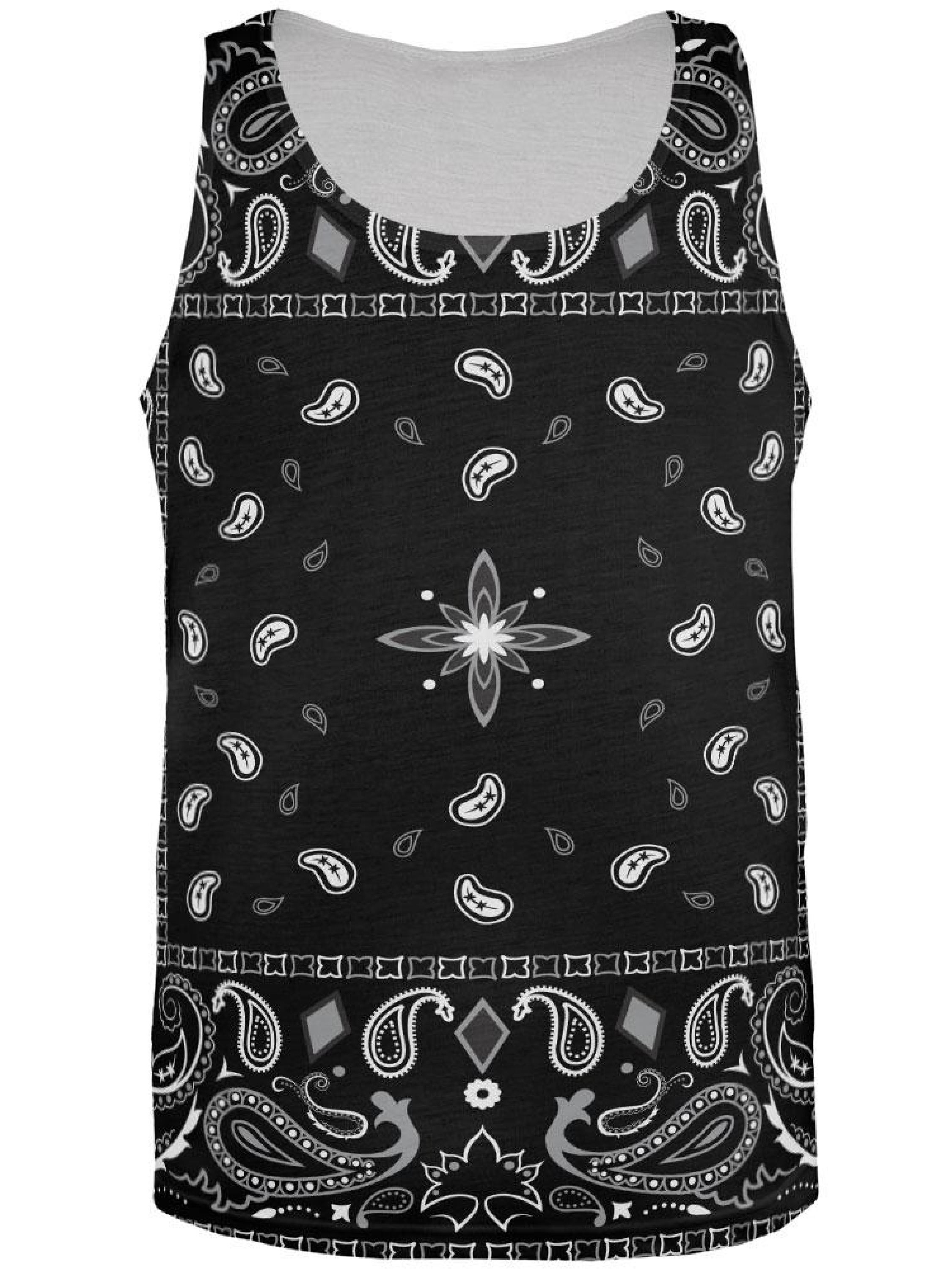 Black Bandana Pattern All Over Adult Tank Top Medium
