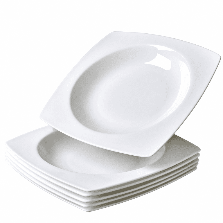 AsterOutdoor Square Plate Set For 6, White Ceramic Dinnerware photo 1
