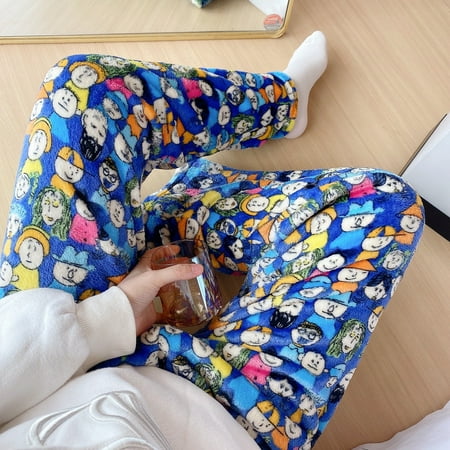 

Cool Hello Kitty Kuromi Sanrio Cartoon Plush Pants Y2K Halloween Kt Cat Pumpkin Pajama Pants Autumn/winter Warm Home Pants Gift