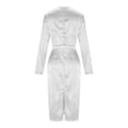 thumbnail image 6 of Women Satin Long Sleeve Dress - Tie Waist V Neck Silk Elegant Formal Cocktail Wedding Guest Bodycon Midi Dresses, 6 of 7