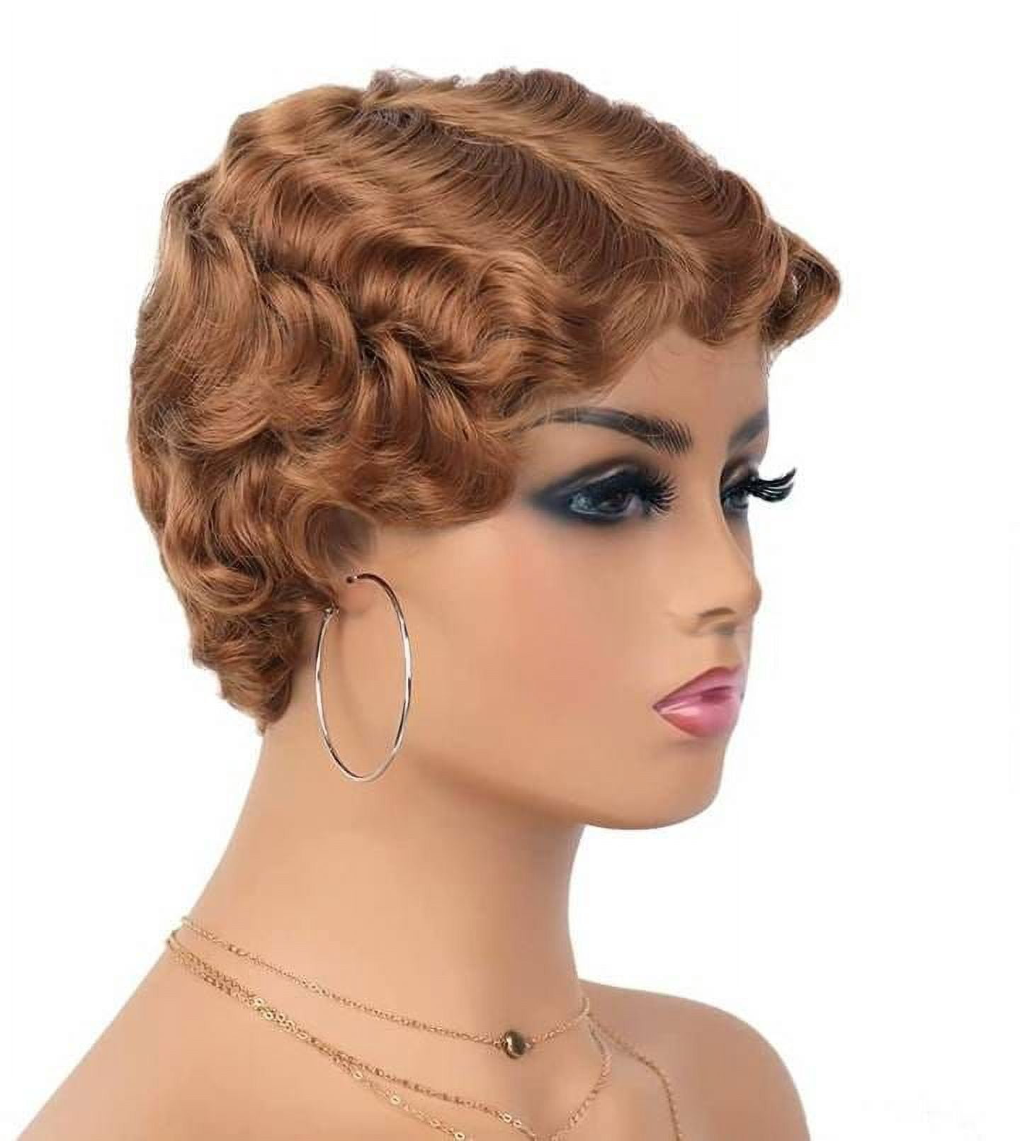 Short Pixie Cut Wigs for Black Women Mommy Brazilian Finger Ocean Wave Remy Human Hair Cheap Wig for Party Full Machine Made Wig