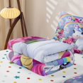 thumbnail image 5 of Erosebridal Cute Rainbow Unicorn Zipper Full Size Comforter Sets with Fitted Sheet and 2 Pillowcases for Girls, Pink Blooming Groovy Rose Zipper Bedding Set, Polkadot Reversible, 4pcs, 5 of 7