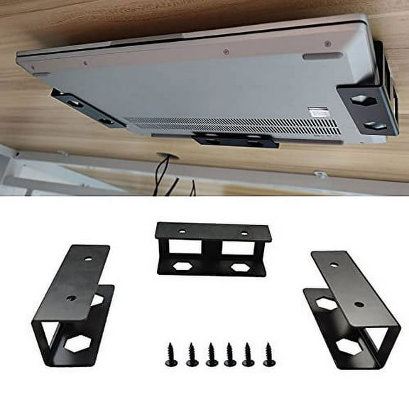 Black Under Desk Laptop Holder Mount with Screw,Under Desk Laptop Mount Bracket,Add On Under Table Laptop/Keyboard Storage