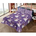 thumbnail image 4 of Ambesonne Emoji Fitted & Top Sheet Set with Shams, Floral Ornament Rabbits Faces, Blue Violet White Mustard, 4 of 5