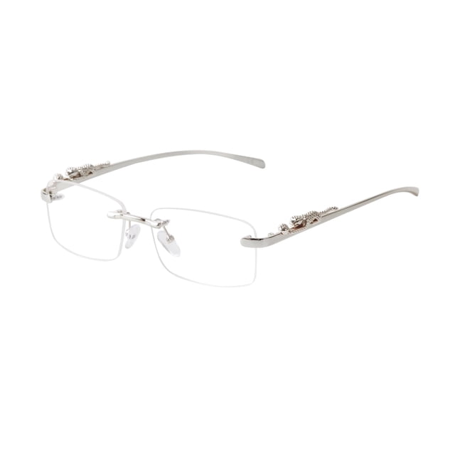 Anteojos de Sol ADE WU Vintage Sin Montura Retro con Lentes Claros Plateados