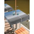 thumbnail image 6 of Outdoor Tablecloth with Umbrella Hole, Blue Gray Spillproof Waterproof Outdoor Table Cover, Vintage Farmhouse Gradient Wooden Grain Art Patio Tablecloths for Party/Garden/Picnic, Square 54"x54", 6 of 9
