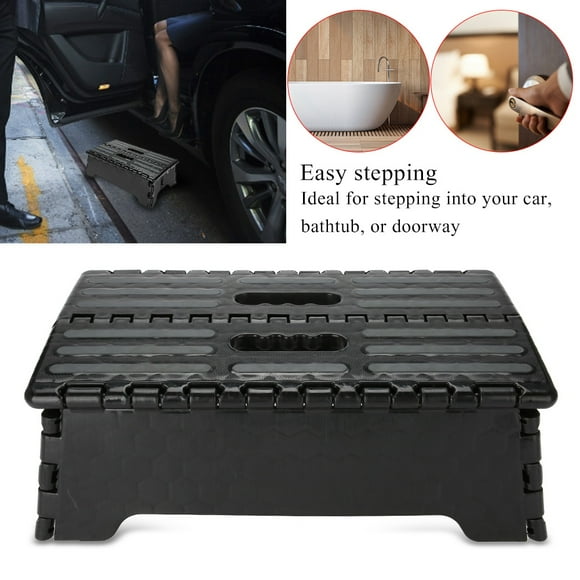 Ymiko Folding Step Stool,Portable Folding Step Stool Black Step Ladder for Elderly Pregnant Bathroom Travel Use, Step Ladder