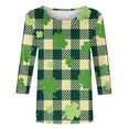 thumbnail image 5 of Meichang T-Shirts à Manches 3/4 pour Femmes Joyeuse Saint-Patrick Hauts Verts Trèfle Graphique T-Shirts Coupe Ample Col Rond Mignons T-Shirts Blouses Hauts Irlandais, 5 of 5