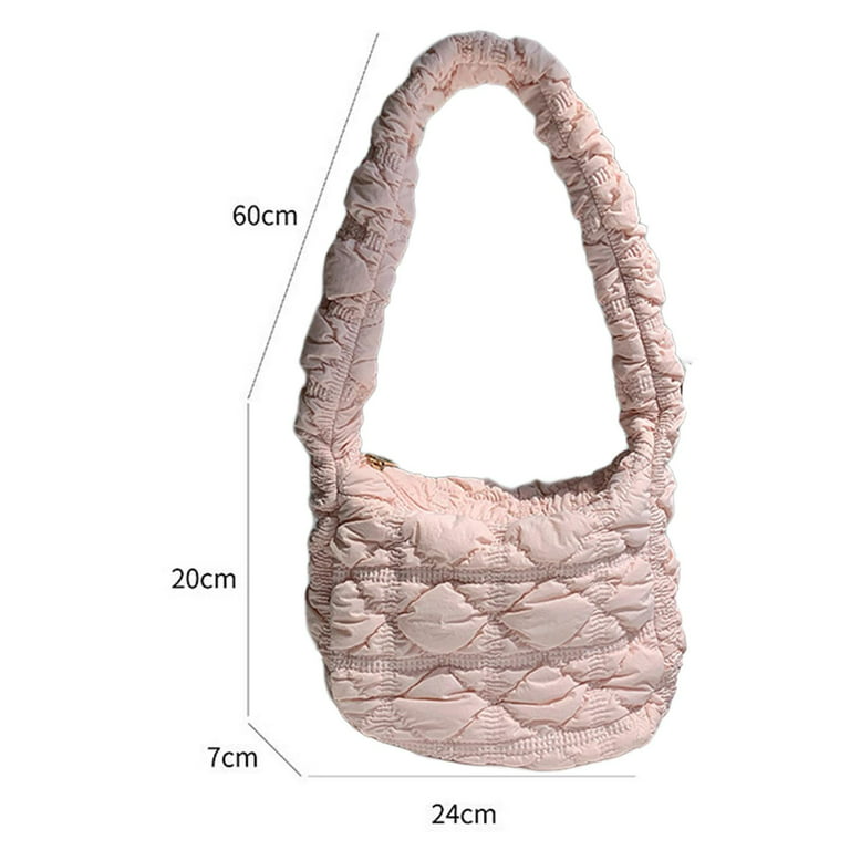 Lotpreco Women Padded Shoulder Bag Luxury Check Tote Bag Soft Pillow  Handbag Quilted Puffy High Capacity Underarm