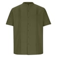thumbnail image 4 of Mceream Linen Shirts for Men Short Sleeve Button up Shirt Casual Lightweight Loose Fit Summer Beach Solid Tops Army Green XXL, 4 of 6