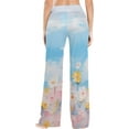 thumbnail image 4 of Women's Watercolor Wild Flowers Pajama Pants, Casual Pajama Bottoms Lounge Pants Wide Leg, 4 of 7