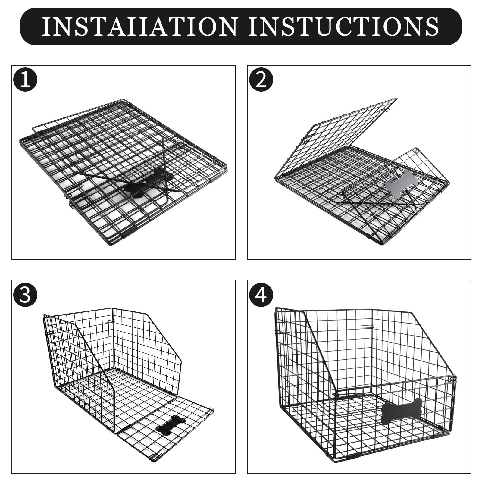 Brabtod Collapsible Metal Wire Pet Toy Storage Basket with Personalized Label, Large Capacity Organizer for Dog & Cat Toys, Blankets, and Supplies
