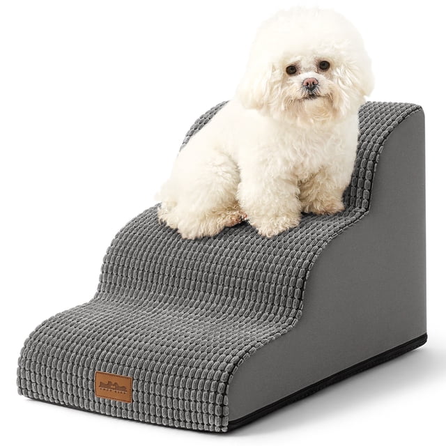 PetSafe Curved Dog Stairs – Foam Ramp for Small Pets, Non-Slip Ladder for Bed & Sofa with Waterproof Cover