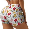 thumbnail image 2 of Wukai Tulips Flowers Print Pack Biker Shorts for Women Yoga Workout Gym Running Scrunch Active Shorts-XX-Large, 2 of 8