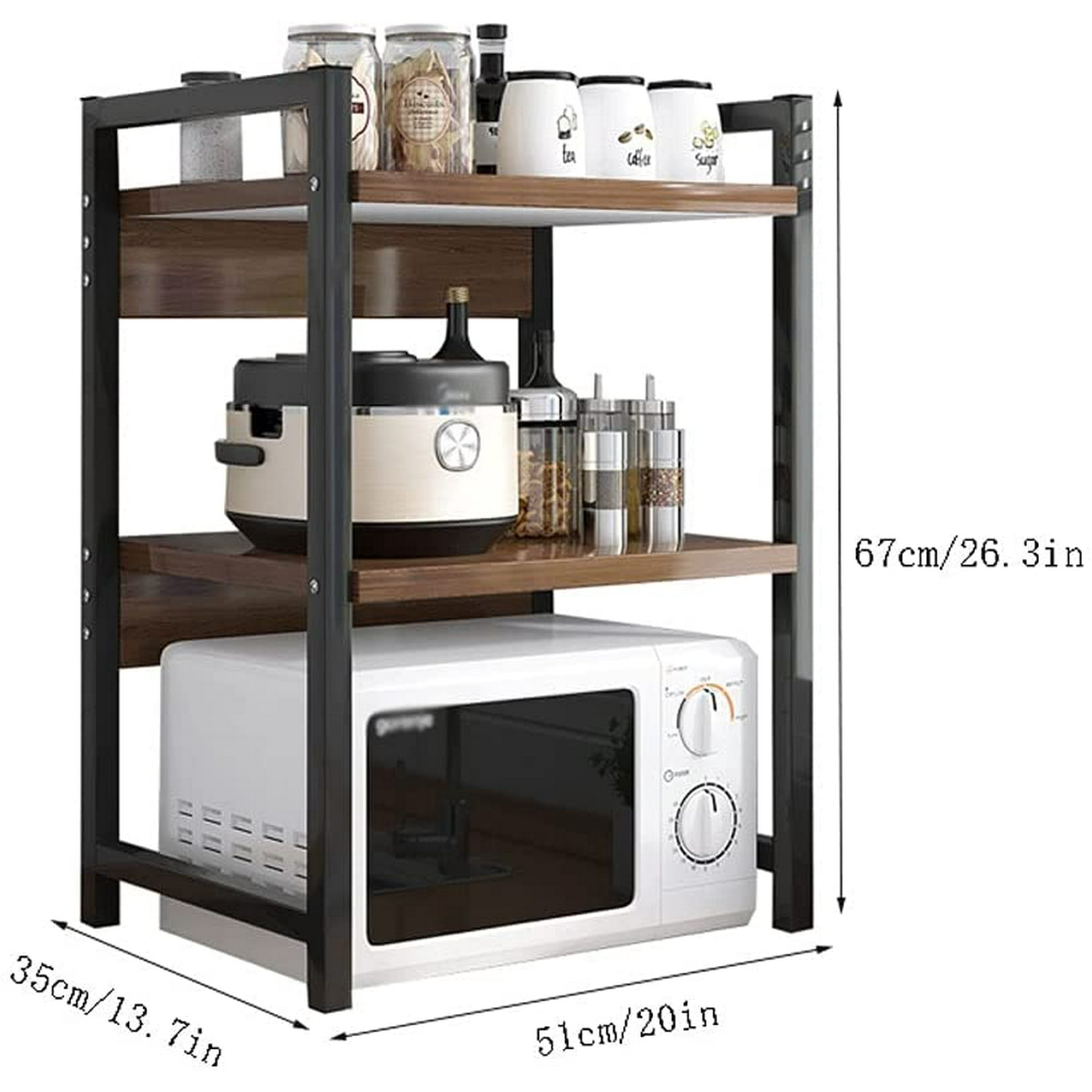 Microwave Oven Rack Shelf Kitchen Counter Storage Organizer Microwave Stand Toaster Oven Rack Stainless Steel Easy Assemble for Living Room Kitchen Cafe Walmart