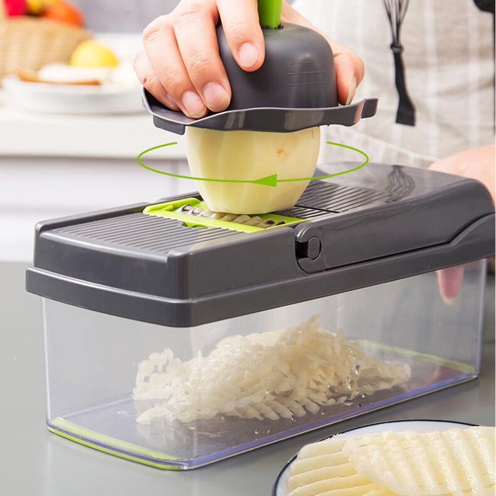 14 In 1 Multifunctional Food Chopper Vegetable Slicer Dicer Cutter With 8  Blades & Container
