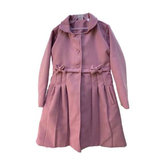 abrigo de niña, Maga boutique,talla10, color rosa, una pieza, con boina, forro completo, detalle de moños,