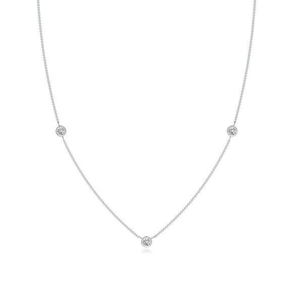 Angara Natural Round Diamond Chain Necklace for Women in Platinum (Size: 3mm | Colour: I-J | Clarity: I1-I2) | April Birthstone, Wedding, Anniversary, Jewellery Gift for Women