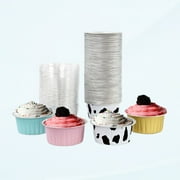 Aluminum Foil Mini Cake Pans with Lids - 100pk 4 Colors Disposable Ramekins 5oz Cupcake Liners Muffin Tins