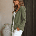 thumbnail image 5 of Cotton Linen Hooded Jackets for Women Fall Casual Long Sleeve Button Down Jacket Lightweight Loose Open Front Jackets, XL, 5 of 5