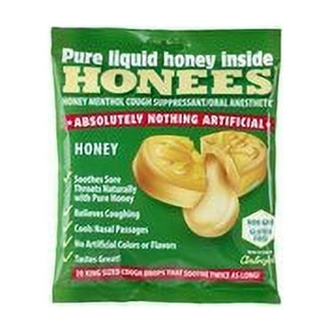 Honees Menthol Cough Suppressant & Oral Anesthetic, Pure Honey Flavor, 20ct