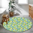 thumbnail image 3 of Round Rugs 3.3Ft, Summer Lemon Round Area Rug Washable Indoor Throw Carpet, Green Botanical Blue Flowers Soft Non Slip Circle Rug for Laundry Room Patio Home Decor Aesthetic, 3 of 8