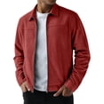 thumbnail image 6 of Kukoosong Men's Lapel Collar Suede Jacket, Long Sleeve Full Zip Lightweight Casual Bomber Coat with Side Pockets, Fall Winter Solid Color Slim Fit Business Daily Outerwear, 6 of 7