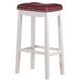 thumbnail image 1 of Angel Line Tabourets de bar Cambridge 29 Pouces" Ensemble de 1 Blanc avec Coussin Rouge Foncé, 1 of 3