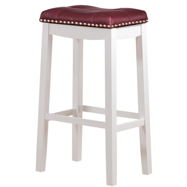 Angel Line Tabourets de bar Cambridge 29 Pouces" Ensemble de 1 Blanc avec Coussin Rouge Foncé