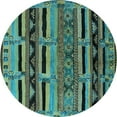 thumbnail image 1 of Ahgly Company Indoor Round Oriental Light Blue Industrial Area Rugs, 8' Round, 1 of 4