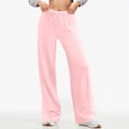thumbnail image 2 of Mepaouo Womens Wide Leg Sweatpants High Waisted Baggy Lounge Flared Joggers with Pockets(Pink,2XL), 2 of 6