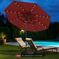 thumbnail image 4 of Gymax 10 FT Solar Patio Umbrella w/ 32 LED Lights 3-Tier Vented Top Tilt Adjustment Wine, 4 of 10