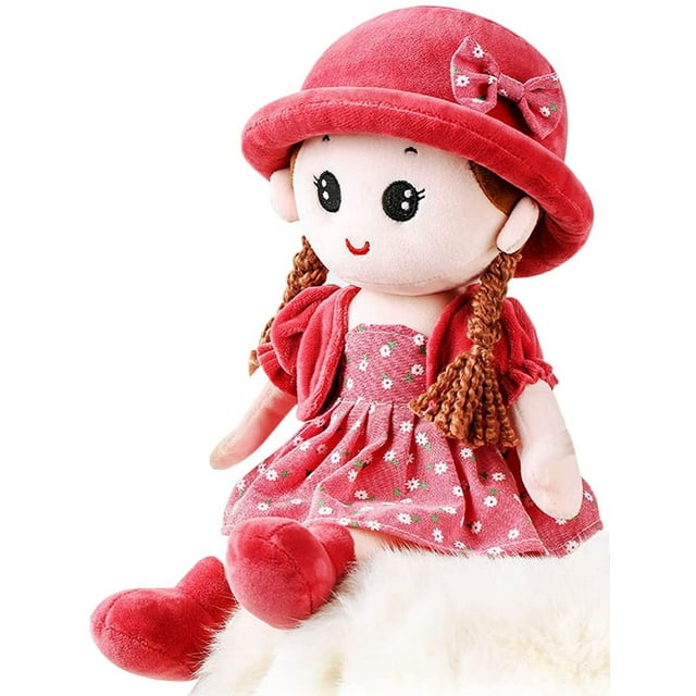 Muñeca de Trapo para Niñas Linda Muñeca de Felpa Suave Gorro de Princesa y Ropa Extraíble Regalo para Niñas de 0 años en adelante, Regalo de cumpleaños, Bautismo, Día de San Valentín, Navidad