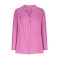 thumbnail image 2 of Juslio Womens Blouses Long Sleeve Button Casual V Neck Tops Blouses Pink XXL(US:12), 2 of 7