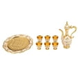 thumbnail image 2 of Vintage Metal Tea Set Coffee Set with Teapot, 6 Cups and Serving Tray Gold, 2 of 9