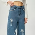 thumbnail image 5 of Womens Low Rise Baggy Jeans Loose Fit Straight Wide Leg Denim Pants Casual Trendy Boyfriend Streetwear Trousers Designer Wide Leg Pants for Women Jean Pajama Pants Women Super Straight Jean Pants for, 5 of 8