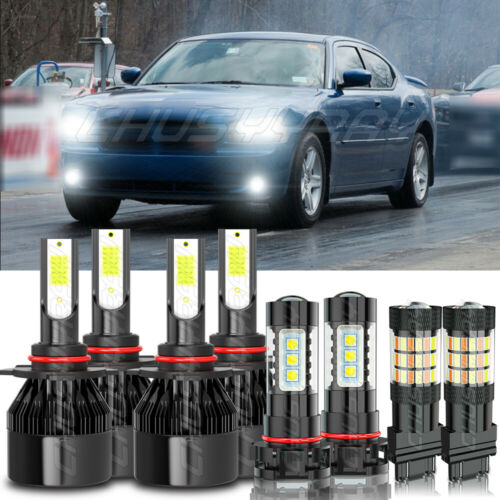 LED Headlight HiLo + Fog Lamp + Turn Signal Light Bulbs For Dodge