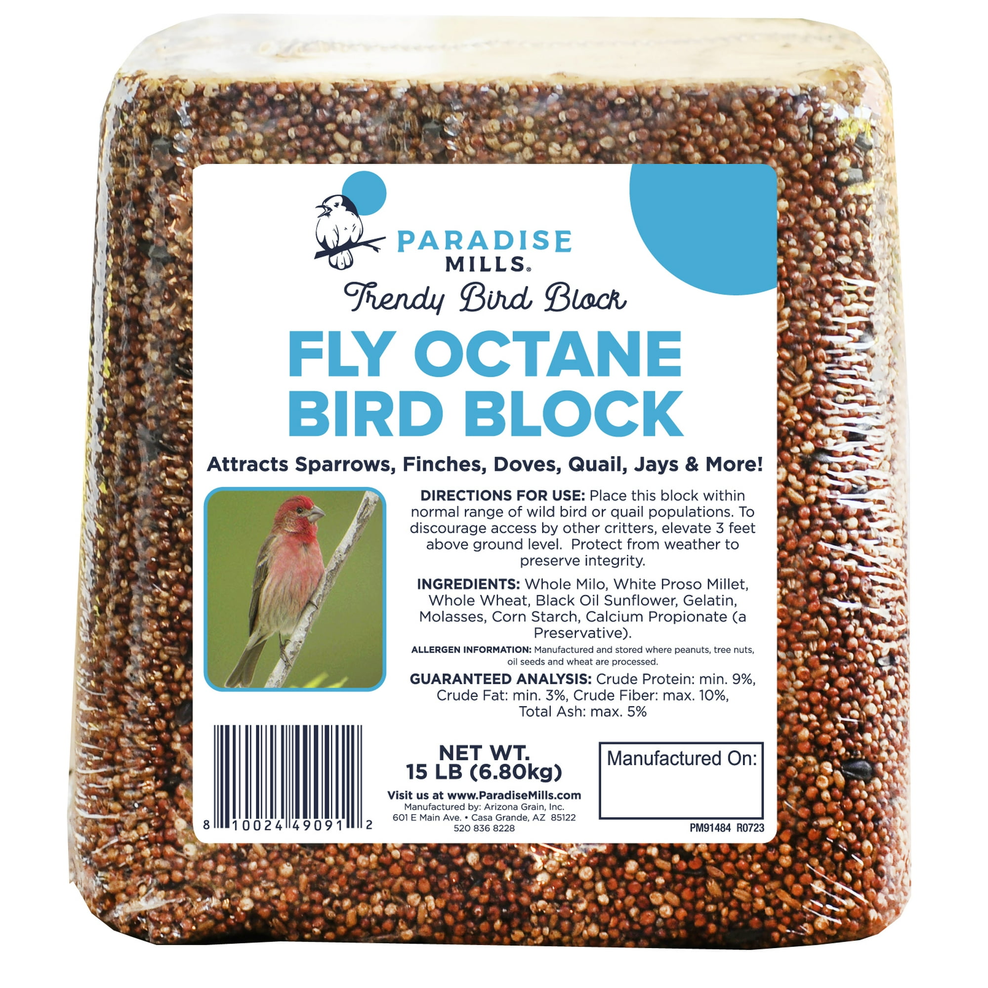 Paradise Mills Wild Bird Food Block, 15 lb, New, Formulated for All Birds