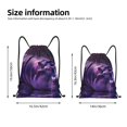 thumbnail image 2 of Xecao Purple Hippo In Water Pattern Sports Drawstring Backpack - String Swim Gym Bag with Wet Proof Pocket for Women&Men-Medium, 2 of 6