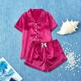 thumbnail image 6 of Womens Pjs Sets Sevevn Women's Short Sleeve Sleepwear Button Down Satin 2 Piece Pajama Set, 6 of 7