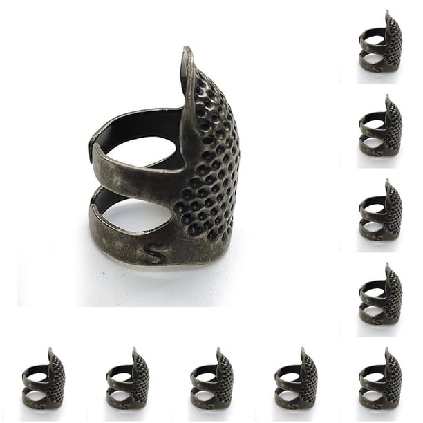 Cateissary Anillo de dedal de latón de protección, de trabajo duro, artesanías hechas a mano, accesorios de artesanía DIY para profesional, plata Plateado oscuro S 10piezas Cateissary CBP212522