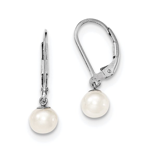 Boucles d'Oreilles en Argent Sterling Rhodié 6-7mm Blanc FWC Pearl QE7690