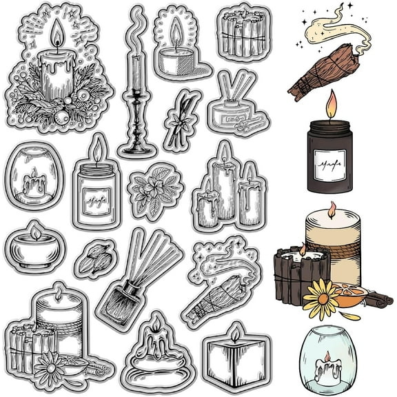 Vintage Candle Clear Rubber Stamps Retro Aromatherapy Reusable Transparent Silicone Stamp Seals