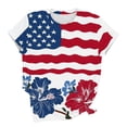 thumbnail image 2 of Uootdi Casual Tops for Women Short Sleeve Crewneck Rose American Flag Print Patriotic 4th of July Summer Shirts Gift, 2 of 5