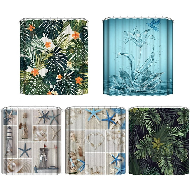 3D Waterproof Shower Curtain Polyester Bath Drape No-fading Bathroom Decor Type 1 180x180cm