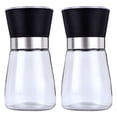 thumbnail image 1 of Salt and Pepper Grinder Set Black Ceramic Spice Grinder with Adjustable Coarseness Pepper Mill Stainless Steel Salt Grinder Refillable Grinder Home Kitchen Gift, 1 of 7