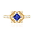 thumbnail image 5 of Rosec Jewels Vintage Style Lab Grown Blue Sapphire Engagement Ring - AAAA Grade - Blue Sapphire Diamond Ring - with Jewelry Box, 14K Yellow Gold, US 9.50, 5 of 9